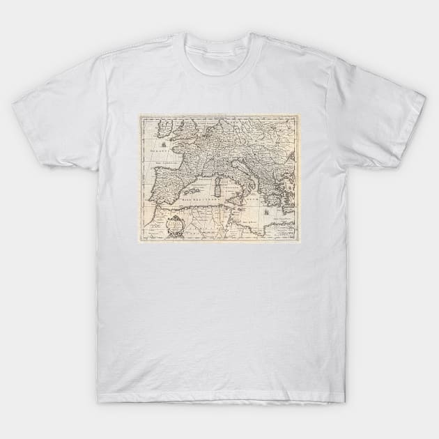 Vintage Map of Europe (1852) T-Shirt by Bravuramedia